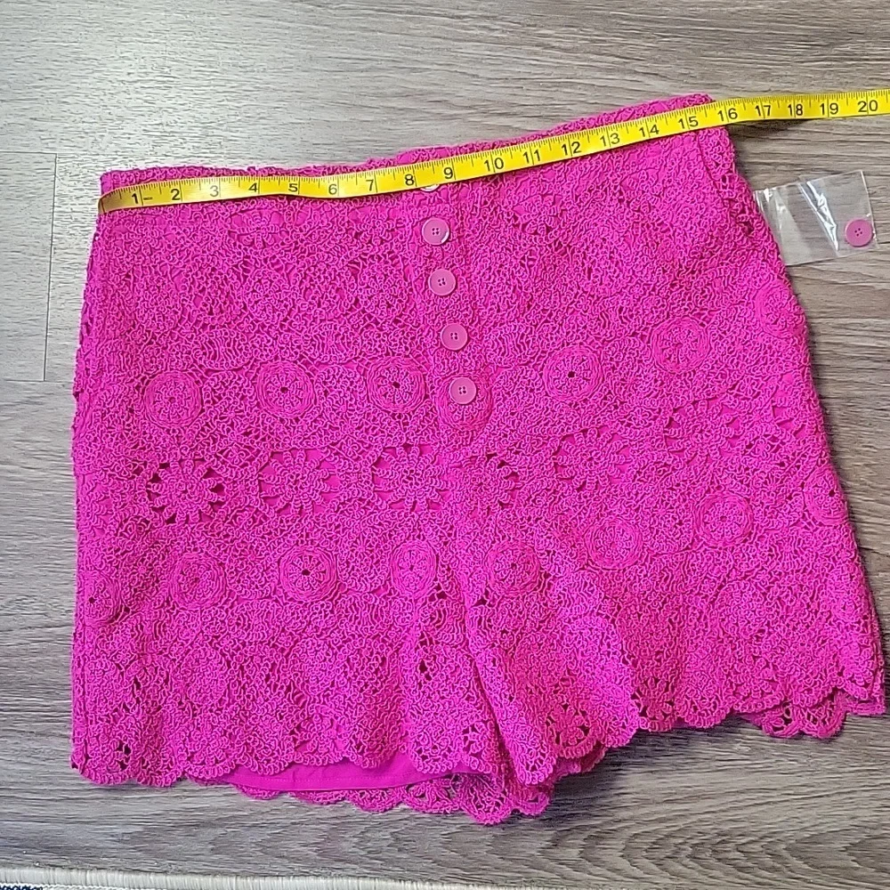NWT Anthropologie × Maeve Eyelet Lace Crochet High Rise Shorts Fuschia Pink 12